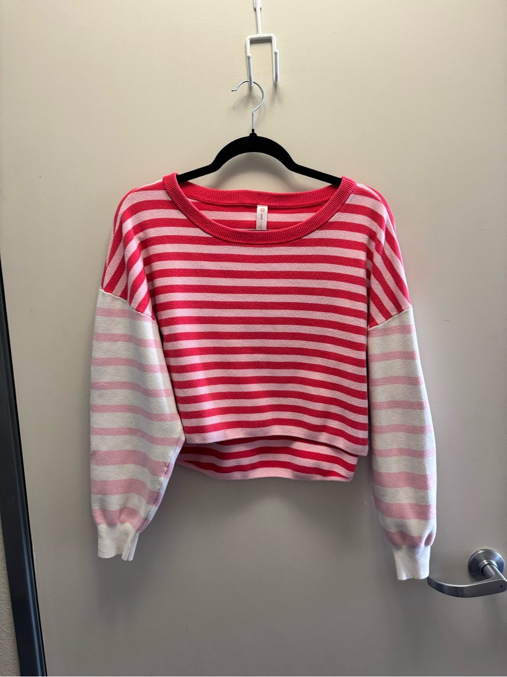 Daily Practice Striped Pink Crewneck Top size S